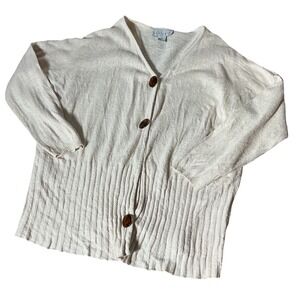 Style New York Lagenlook Silk Cotton Blend Ribbed Cardigan Womens M‎ Minimalist